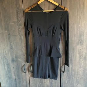 Bebe Minidress Long Sleeve Peplum Size XS